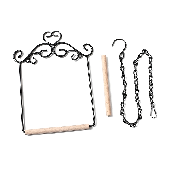 Железная подставка для попугая с деревянной перекладиной, Подвесная подставка для птиц с цепочкой и крючком.