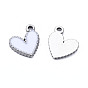 304 Stainless Steel Charms, with Enamel, Heart