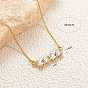 Brass Rhinestone Oval Pendant 304 Stainless Steel Cable Chain Necklaces for Women, Golden