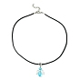 Angel Shape Alloy with Glass Pendant Necklaces, with Imitation Leather Cords