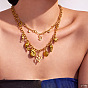 Collares con colgante de perlas de plástico y circonitas cúbicas transparentes de acero inoxidable quirúrgico para mujer