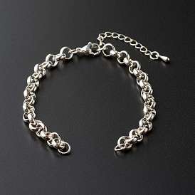 304 Stainless Steel Rolo Bracelet, Belcher Chain, with Spool, with 304 Stainless Steel Jump Rings, with Brass Chain Extender