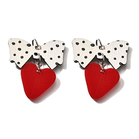 Акриловые подвески, бант с сердечками, с тополем