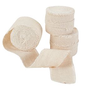 Cotton Rustic Frayed Edge Ribbon, Tassel Fringe Ribbon with Wood Spools, for Wedding, Bouquet, Invitation Card