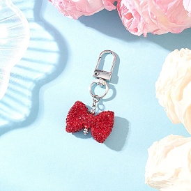 Подвески-бантики из полимерной глины со стразами, с поворотными застежками сплава