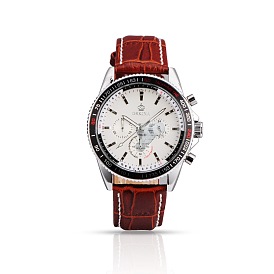 Stainless Steel Leather Wrist Watch, Quartz Watches, 255x19~22mm, Watch Head: 44x50.5x13.5mm