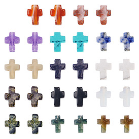 28шт 14 стили смешанные бусины из драгоценных камней, крестик, смешанные окрашенные и неокрашенные