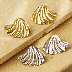 Elegant Ocean Style 304 Stainless Steel Shell Shape Stud Earrings for Women Daily Wear