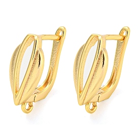 Brass Hoop Earring Findings with Latch Back Closure, Oval