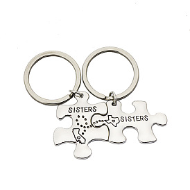 Alphabet Puzzle Square Couple Keychain for Best Friends Sisters - Jewelry Gift.