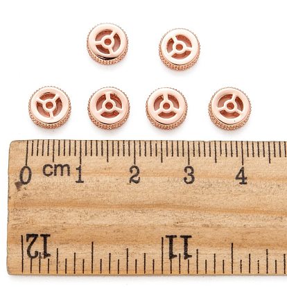 Brass Cubic Zirconia Beads, Flat Round, 8x2.5mm, Hole: 1mm