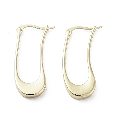 Twist Oval Brass Hoop Earrings, Long-Lasting Plated