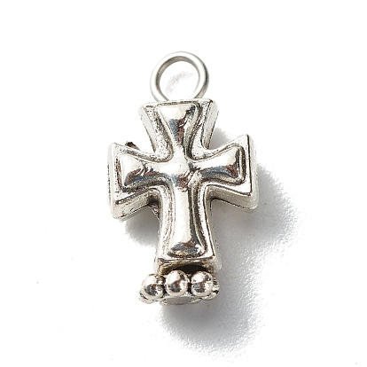Cross Tibetan Style Alloy Beads Charms, with 304 Stainless Steel Flat Head Pins and Alloy Daisy Spacer Beads