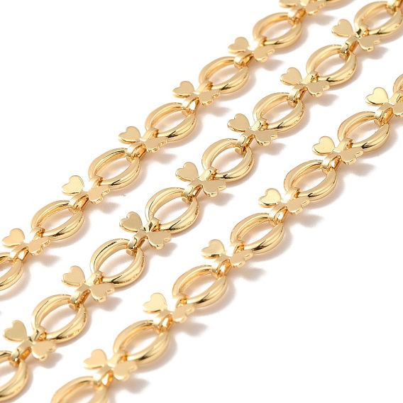 Латунные овальные и сердечные цепи с бантом, долговечный, несварные, с катушкой, без кадмия, без никеля и без свинца