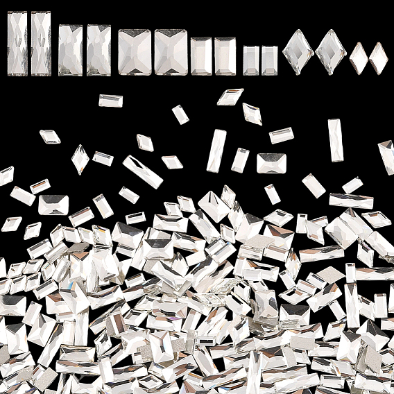 420 шт 7 стили стеклянные кабошоны со стразами, ногтей декоративные аксессуары