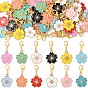 60 шт 12 цвета сакура цветок сплав эмаль подвеска украшения, с карабин-лобстерами 