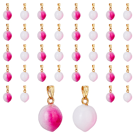 100 шт. 2 цвета непрозрачные стеклянные подвески, окрашенные распылением, с фурнитурой латунной золотого тона, персик прелести