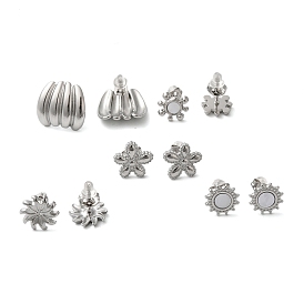 304 Stainless Steel Embossing Stud Earrings, Stainless Steel Color