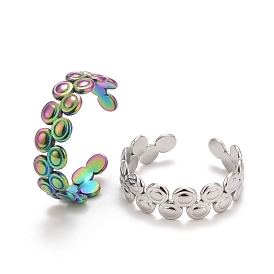 304 Stainless Steel Flat Round Wrap Open Cuff Ring for Women