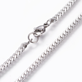 304 Stainless Steel Twisted Chain Curb Chain Necklaces, with Lobster Claw Clasps