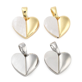 Brass Pave Natural Shell Peach Heart Charms