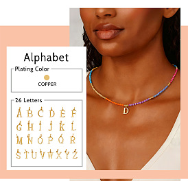 Ожерелья из стеклянного бисера с радужным градиентом, латунные кулоны, золотые