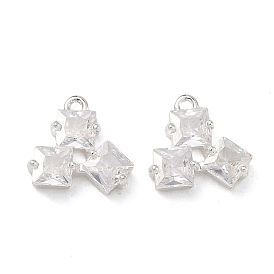 Латунные микропаве прозрачные подвески с фианитом, квадратных амулеты