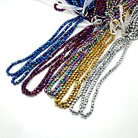 Perles en verre electroplate, plein plaqué, facette, cube, 6x6x6mm, Trou: 1mm, Environ 71 pcs/chapelet, 16.5 pouce