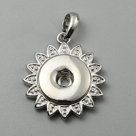 Legierung Hang Snap Base Anhänger, für die Herstellung von Schmuck mit austauschbaren Druckknöpfen, Blume