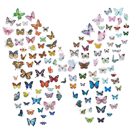 Gorgecraft 6 Bags 6 Style Waterproof Stickers, PET Adhesive Stickers Set, Butterfly