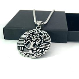 Кулон из нержавеющей стали «Дерево жизни» винтажные полые ожерелья для мужчин