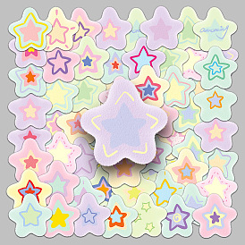 50Pcs Cute Star PVC Self-Adhesive Stickers, Waterproof Decals, for DIY Albums Diary, Laptop Decoration Cartoon Scrapbooking