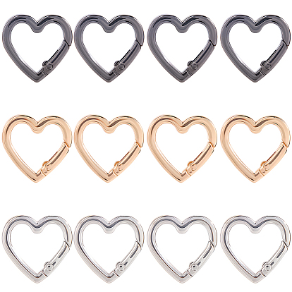 24шт 3 цвета сплава пружинные затворные кольца, сердце