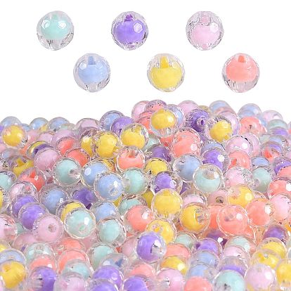 Прозрачные акриловые бусины, бусина в бусине, граненые, круглые