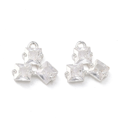 Латунные микропаве прозрачные подвески с фианитом, квадратных амулеты