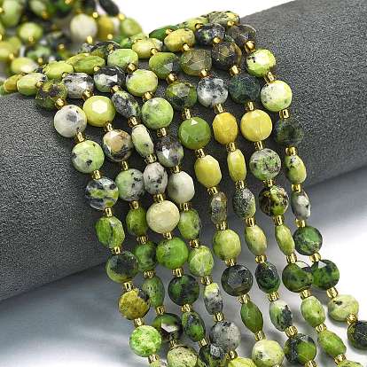 Природные серпантину нитей бисера, граненый шестиугольный разрез, плоско-круглые, с бисером