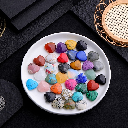Gemstone Love Heart Stone, Pocket Palm Stone for Reiki Balancing, Home Display Decorations