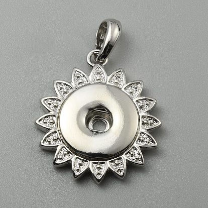 Legierung Hang Snap Base Anhänger, für die Herstellung von Schmuck mit austauschbaren Druckknöpfen, Blume