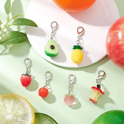 6шт. фруктовые смоляные подвески украшения, с цинковым сплавом застежками омаров коготь