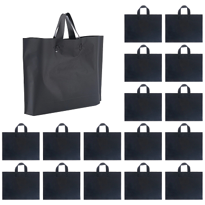 Frosted PE Gift Bags, Tote Bags with Polyester Handle, Rectangle
