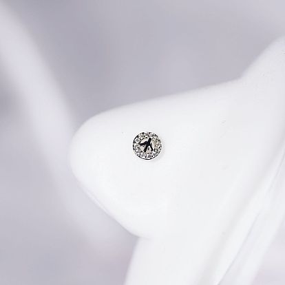 201 носовые гвоздики из нержавеющей стали с микропаве из прозрачного кубического циркония, цвет нержавеющей стали