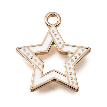 Aleación con colgantes de esmalte, encantos estrella, chapado en rack, dorado