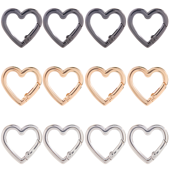 24шт 3 цвета сплава пружинные затворные кольца, сердце