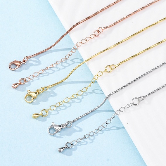 Ожерелья из круглой змеиной цепи из латуни для женщин, 304 из нержавеющей стали застежкой омар, покрытие стойки без свинца и кадмия, долговечный