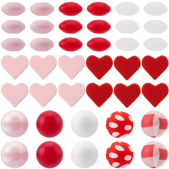 10 Estilos: cuentas de silicona redondas, en forma de corazón y en forma de rondel