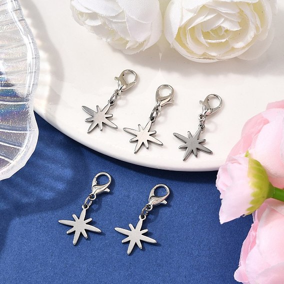 Звезда 304 подвесные украшения из нержавеющей стали, с цинковым сплавом застежками омаров коготь