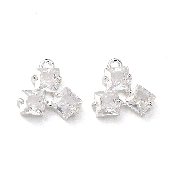 Латунные микропаве прозрачные подвески с фианитом, квадратных амулеты