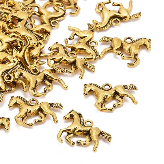 Metal Alloy Pendants, Cadmium Free & Nickel Free & Lead Free, Horse, 21.5x16.5x3.5mm, Hole: 1.5mm