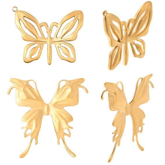 6 шт 2 стили 304 подвески из нержавеющей стали, ионное покрытие (ip), очарование бабочки