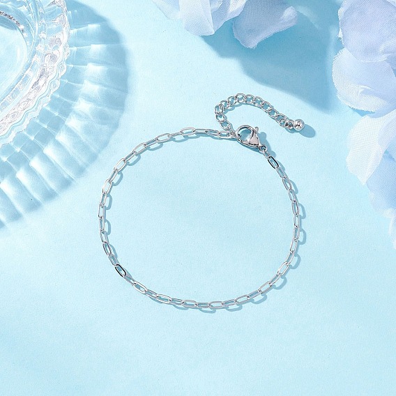 304 женские браслеты-цепочки со скрепками из нержавеющей стали, с пластиковым круглым брелоком ccb
